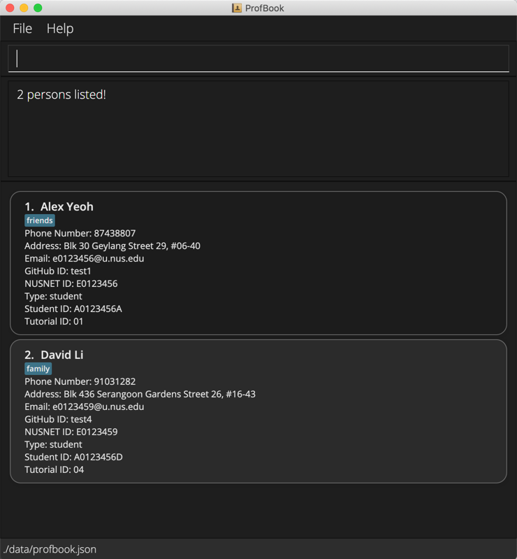 result for 'find alex david'